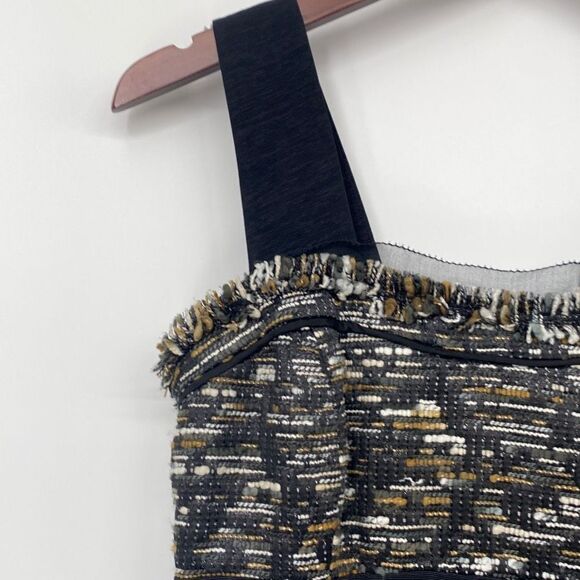 Aysha Tweed Sleeveless Dressy Mini Dress Metallic Weave Black Multi Size 2 - Picture 6 of 16